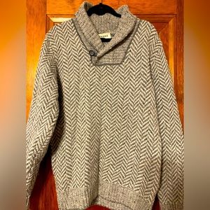 Fiesole Sweater Adult Large Wool Blend Gray Herringbone Cow Neck Mens Italy